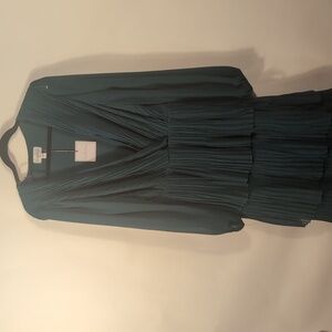 New With Tags Premier Deep Green Long Sleeve Ruffle Dress Size 14